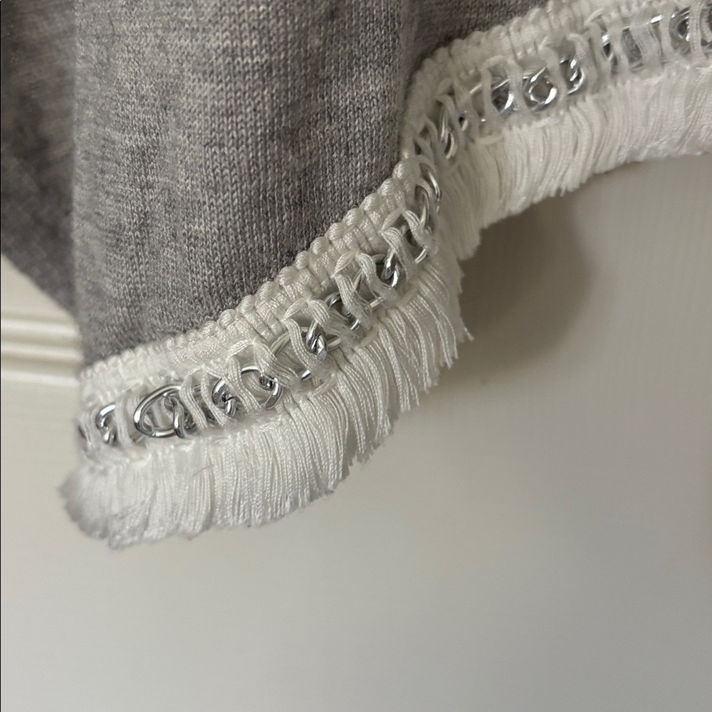 Derek Lam 10 Crosby grey sweater chain detail fringe - Picture 3 of 6